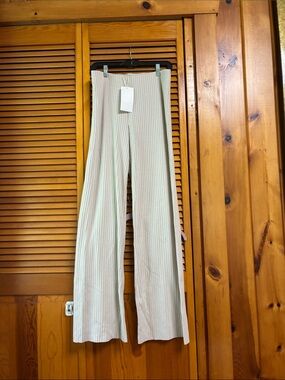Zara Beige Ribbed Wide-Leg Knit Pants length 44”waist 16”